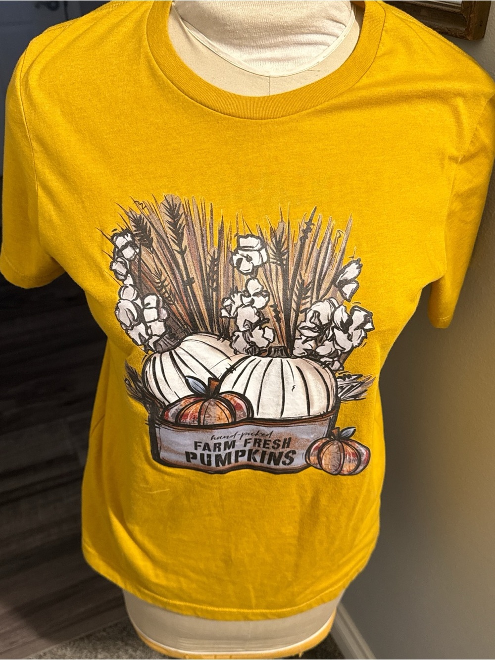 Women Gold / Yellow Farm Fresh Pumpkins Graphic Tee